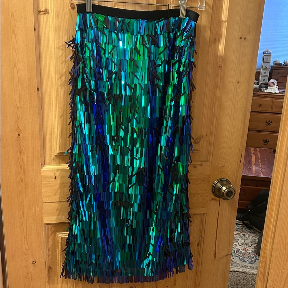 Tela Iridescent Green and Blue Pencil Skirt